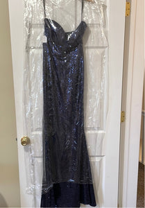 MYER300-C Size Small Navy Blue Sequin Dress