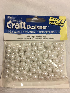 LONG100-V White Assorted Pearls, New.