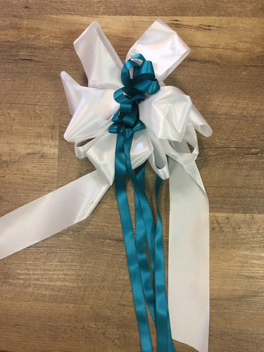 MEDL100-F White & Teal Bows