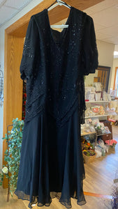 HENR300-A Sparkly Black Gown. Size 30W
