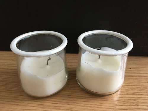 STER100-K Glass Votive Holders with White Iridescent Rims