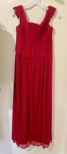 STEV200-C  David's Bridal Red Long Gown, Size 14