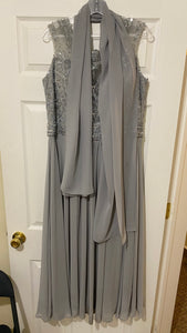 THOM300-T Grey Gown with Scarf. Size 12