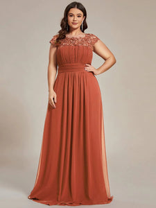 BILL100-B Terracotta Lace Gown. Size 20