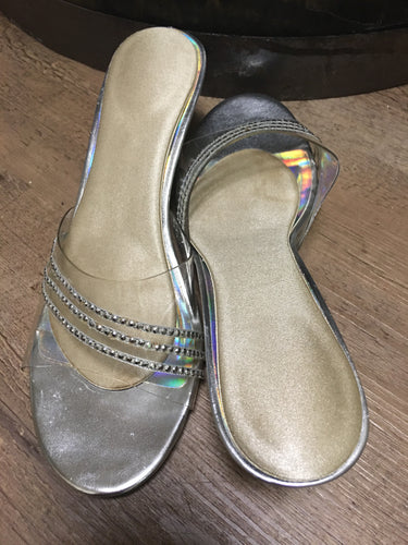MERC100-C  Rialto Clear Strapless Heel with Silver Sparkle