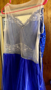 ELLA100-AE Royal Blue Long Gown. Size XL