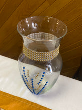 Load image into Gallery viewer, KENS100-M Gold &amp; Blue Rhinestone Vase