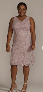 SMIT700-A Short Sparkly Blush Gown. Size 22W