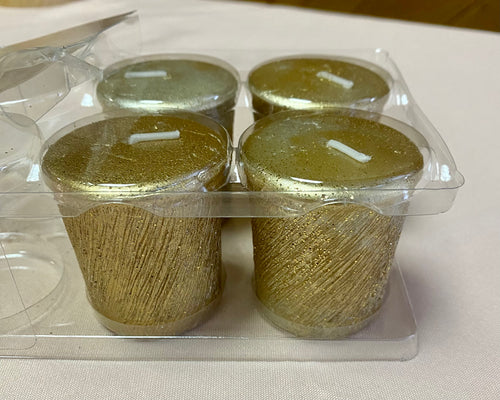 BROW400-W Gold Glittery Votive Candles