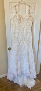 MASS100-A Ivory Floral Appliqué Gown. Size 14