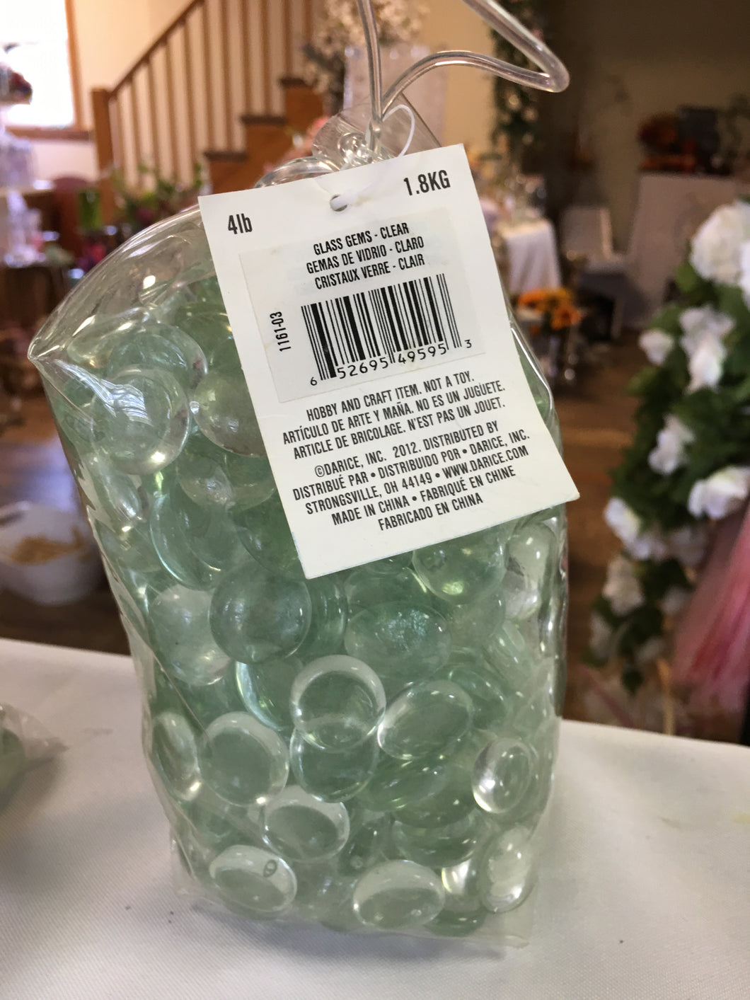 SMIT300-AI. 4Lb Bag of Clear Glass Gems, New