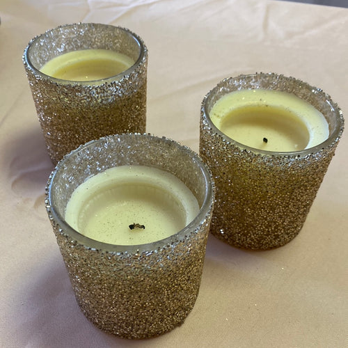 BROW400-P Glittery Gold Candle Holders