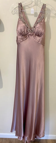 RHOA100-A Satin Mauve Gown. Size 6