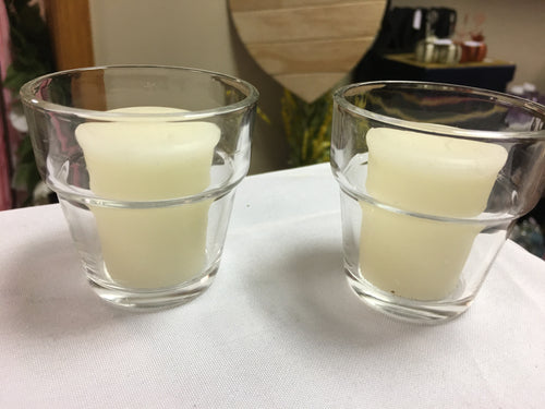 GALL200-R Set of 2 Glass Votives with Candles