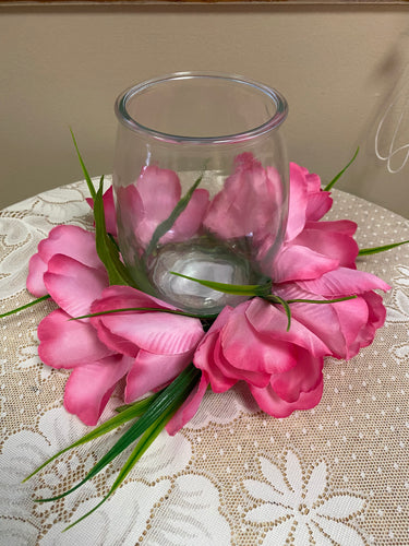 ELLA100-AO Pink Floral Vase