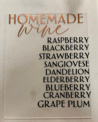 HOOD100-AE Acrylic Rose Gold Homemade Wine Sign