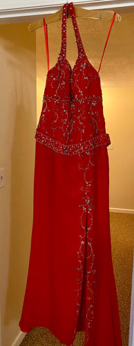 GOWN100-U Red Halter Top Gown