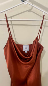 BONO100-B Terracotta Satin Gown. Size 4