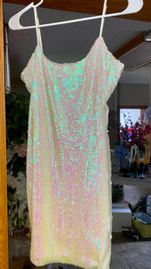 CHAR100-N White Iridescent Gown. Size 0