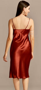BONO100-B Terracotta Satin Gown. Size 4