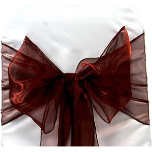 BROW400-A Burgundy Organza Chair Sashes