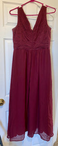 APPL100-B Long Burgundy Gown. Size 10