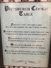 Load image into Gallery viewer, MYTR100-K. Pittsburgh Cookie Table Sign
