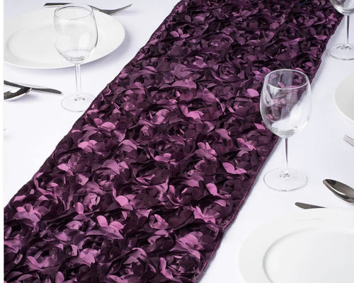 KENS100-A Plum Rosette Table Runner