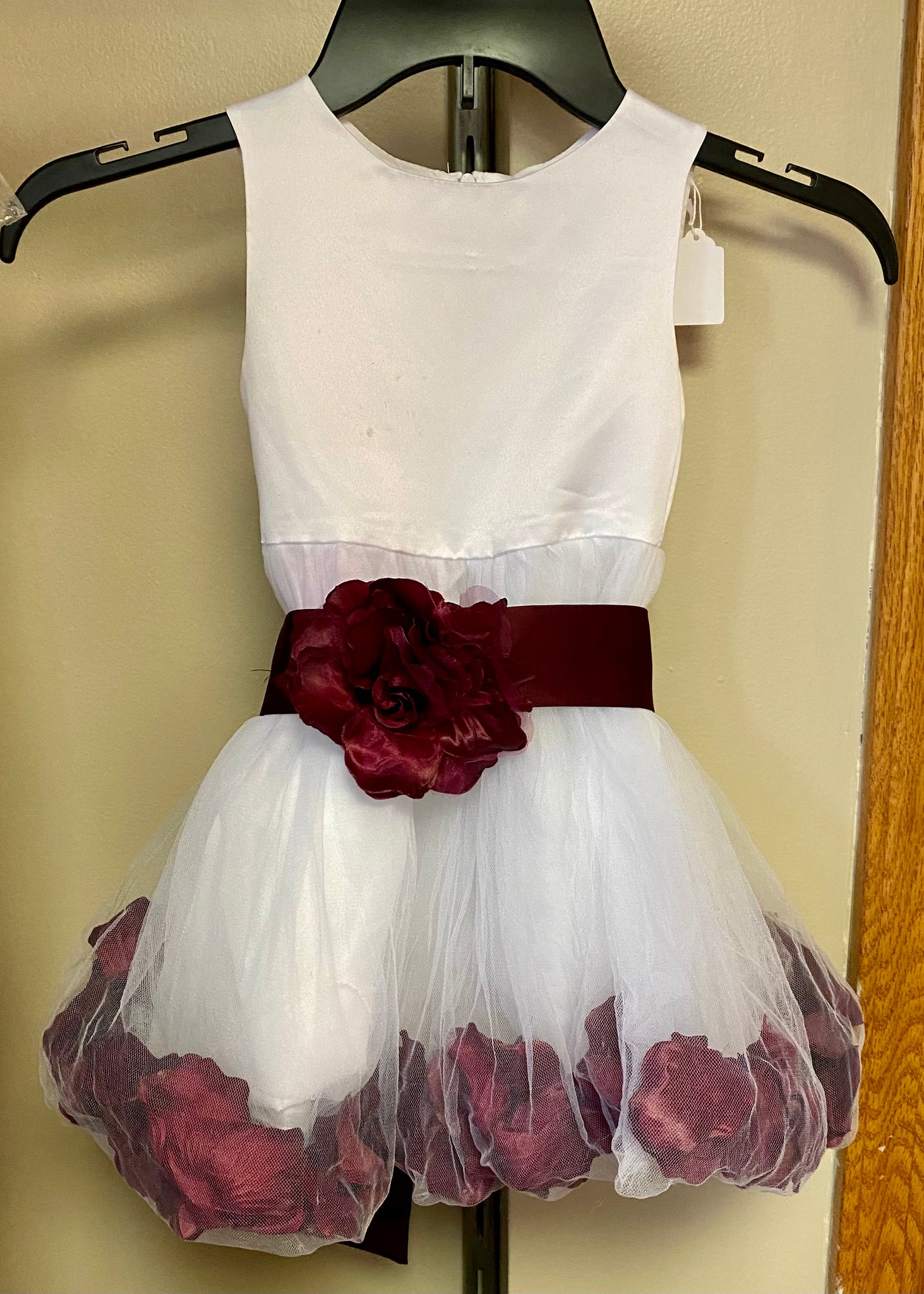 burgundy flower girl dress Azazie Cutie Pie Matte Satin Size UK 4 line dress HYGLJL Burgundy Girls Pageant Dress