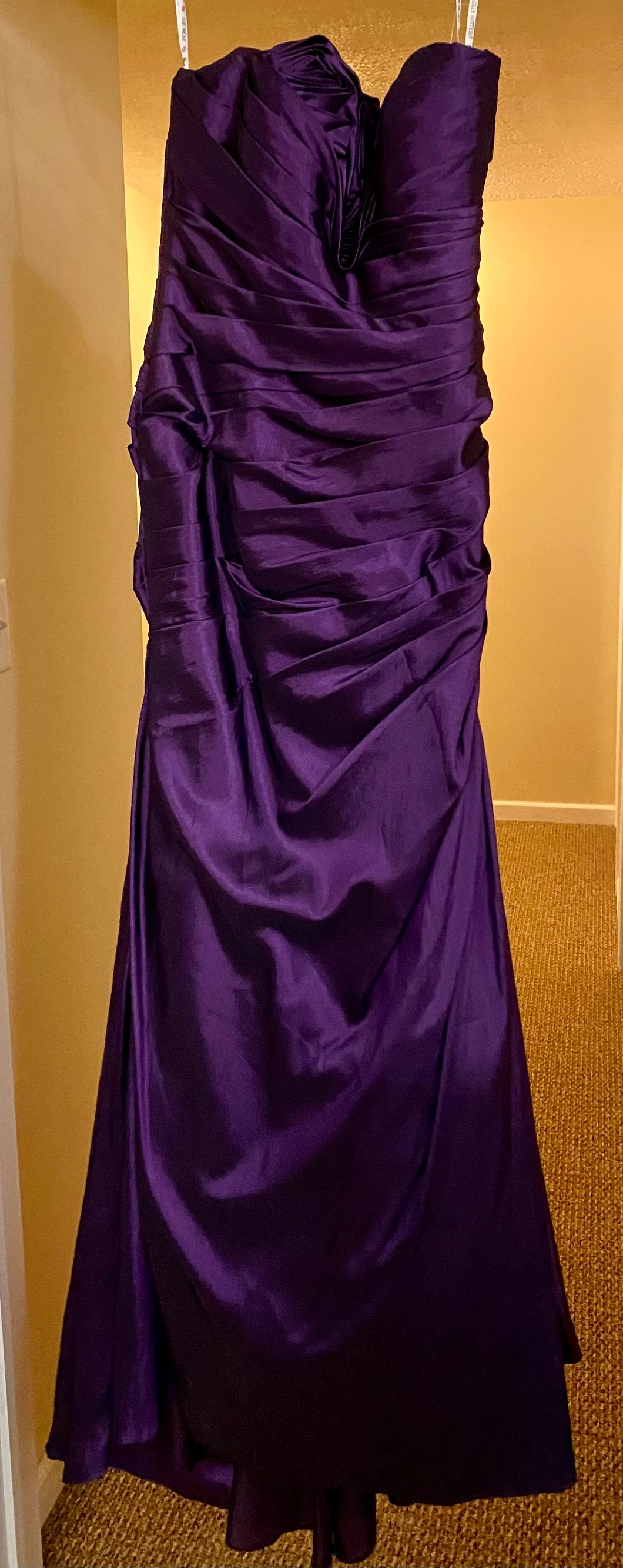 GOWN100-AA Strapless Plum Purple Gown