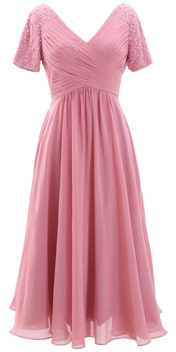 BLOS100-G Pink Tea-Length Gown. Size 16