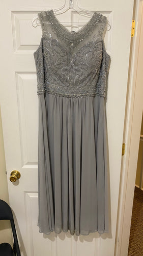 THOM300-T Grey Gown with Scarf. Size 12