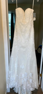 MYER300-A Ivory Lace Strapless Gown. Size 12