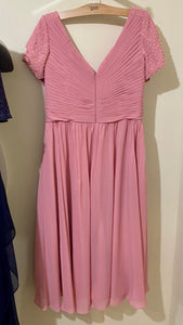 BLOS100-G Pink Tea-Length Gown. Size 16